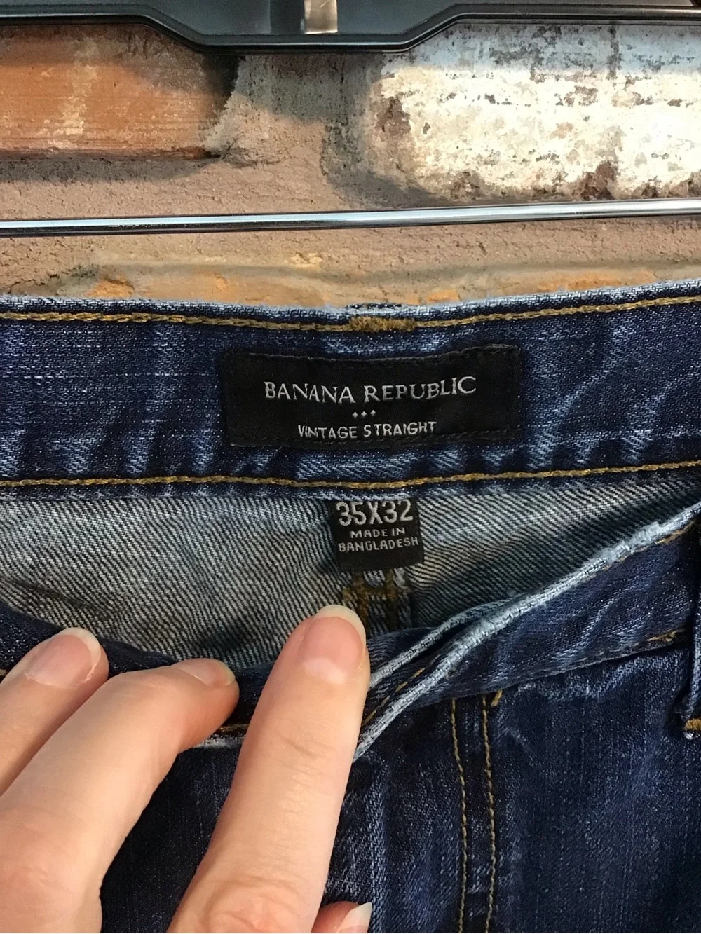 Banana Republic Men's Dark Blue Vintage Straight Jeans 35X32
